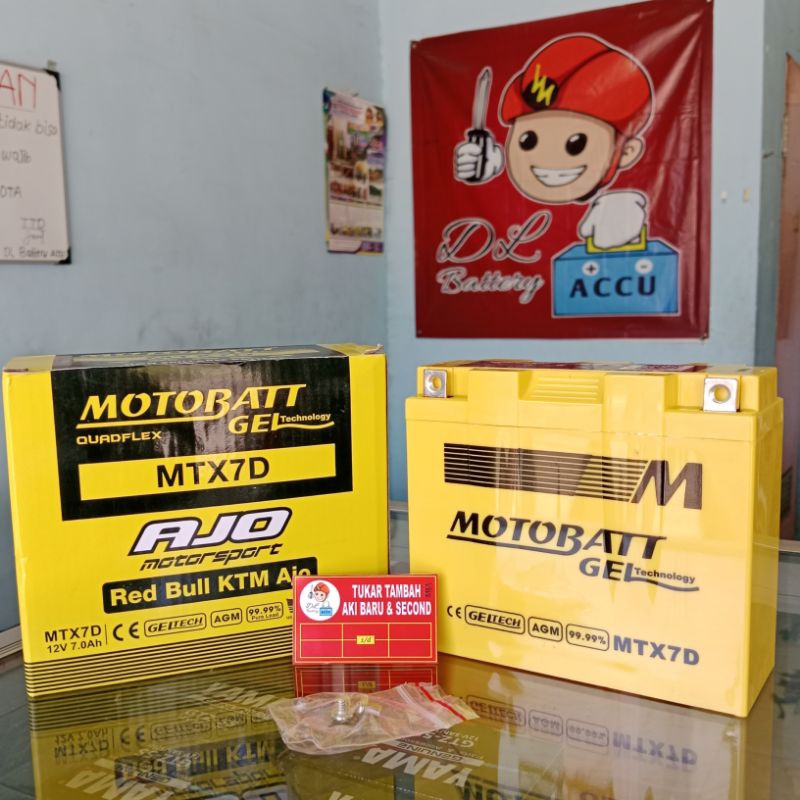 AKI MOTOBAT Gel Technology MTX7D (Kering)  QUADFLEX. Ori motor Tiger, DLL