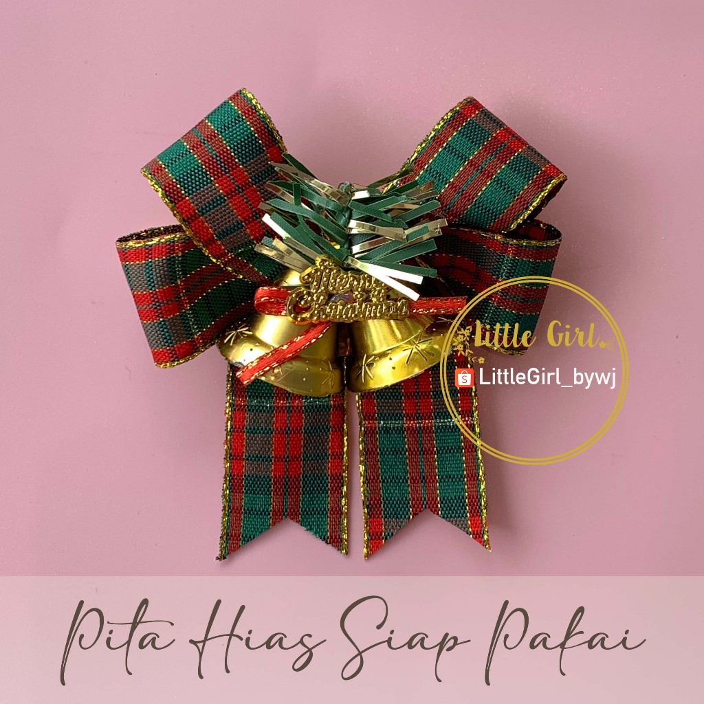 

Pita Hias Natal - Pita Kotak Kotak Lonceng Natal - Christmas Bel - Pita Hampers - Pita Kado - Christmas Ribbon - Merry Christmas - Little Girl Shop