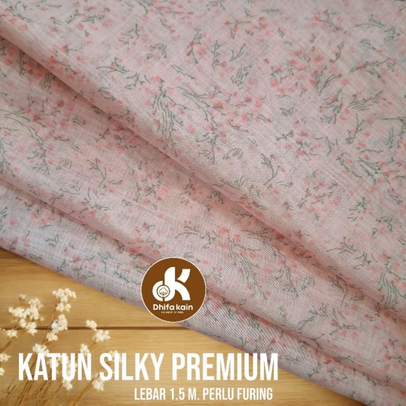kain katun silk motif bunga kecil / kain katun semi sutra motif kembang / kain katun motif bunga