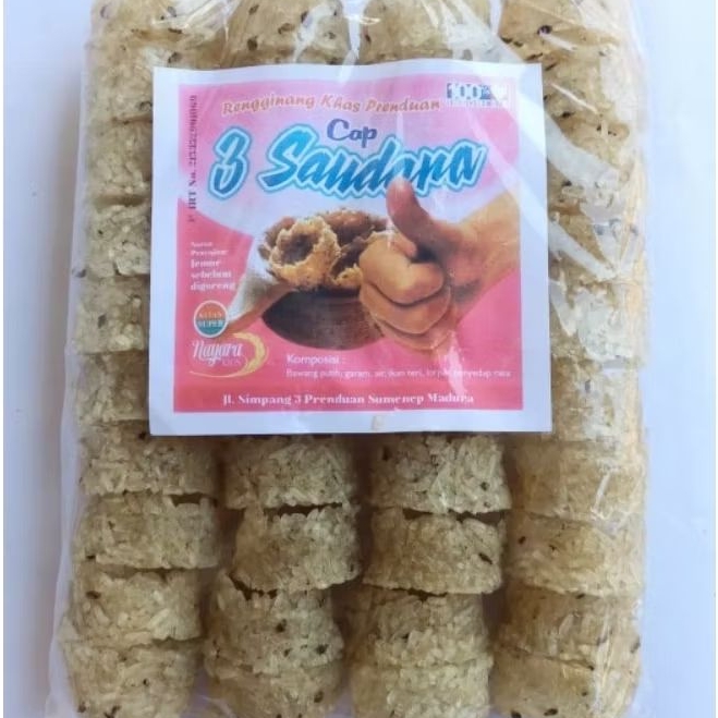 

rengginang lorjuk mentah Super cap 3 Saudara cemilan khas madura isi 40 pcs free buble wrap