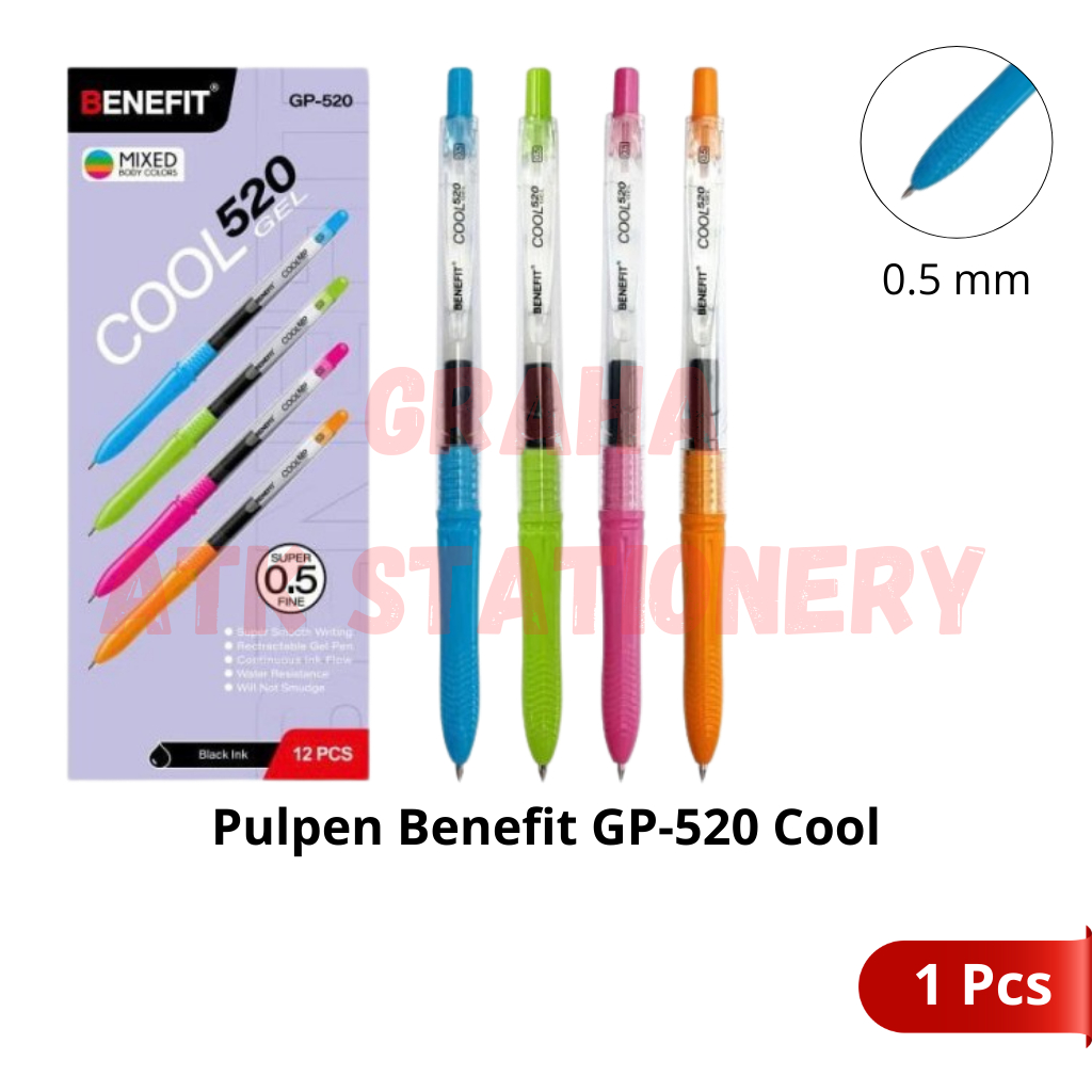 

[1 Pcs] Pulpen Benefit GP-520 Cool / Gel Pen 0.5mm Benefit GP-520 Cool