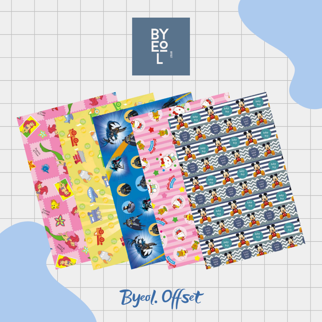 

Kertas Kado BINTANG (1Set isi 10Lmbr) / Kertas kado Motif Karakter Mix M Cowo & Cewe