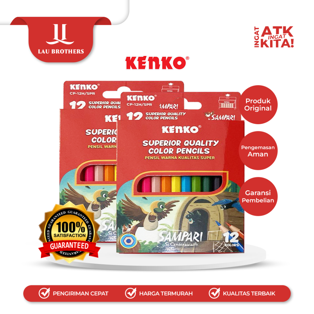

KENKO 12 PENSIL WARNA/ COLOR PENCIL CP-12HALF SAMPARI (1SET)