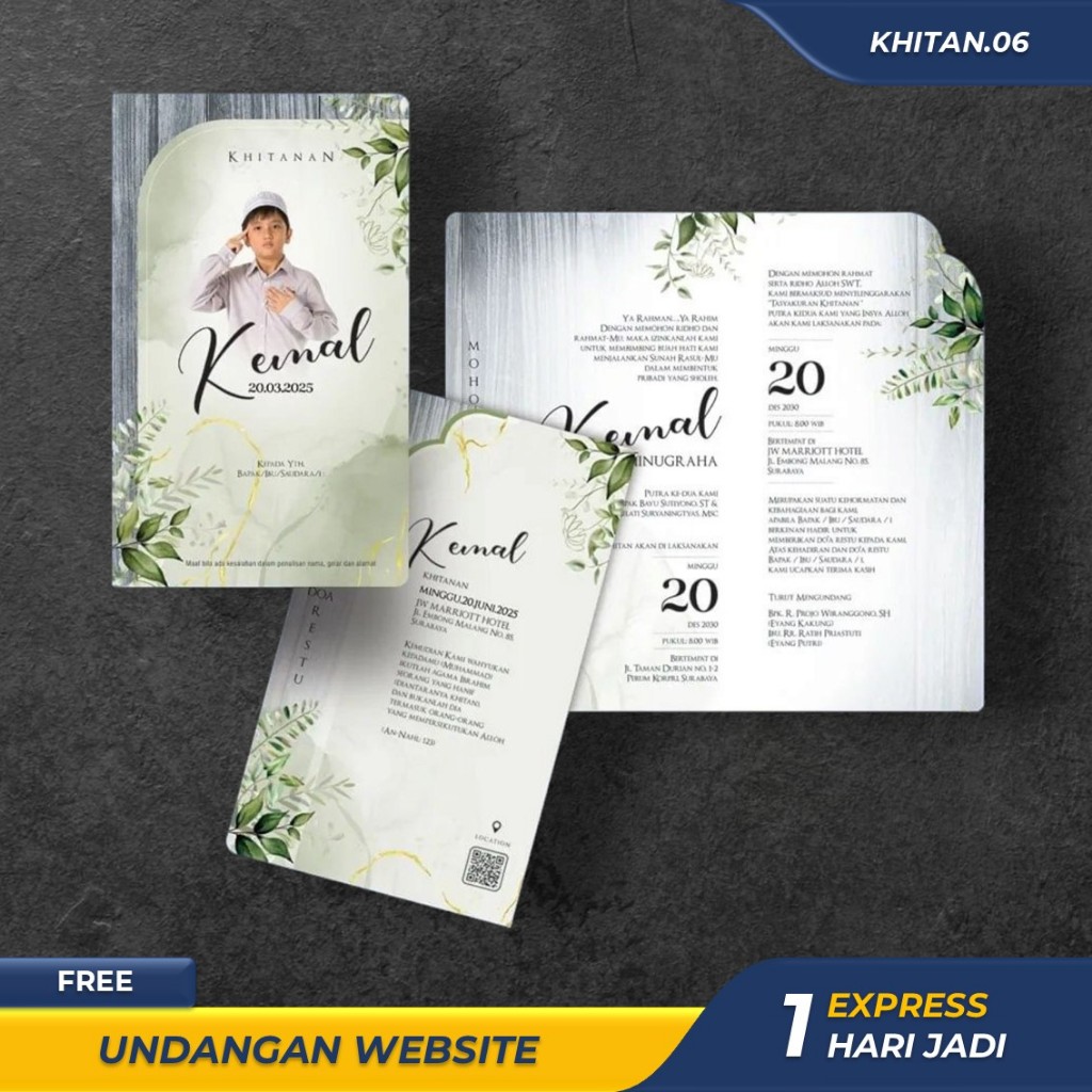 CETAK UNDANGAN KHITANAN SUNATAN AESTHETIC ELEGANT SIMPLE MURAH SOFTCOVER CUSTOM FOTO LIPAT 2 BAHAN T