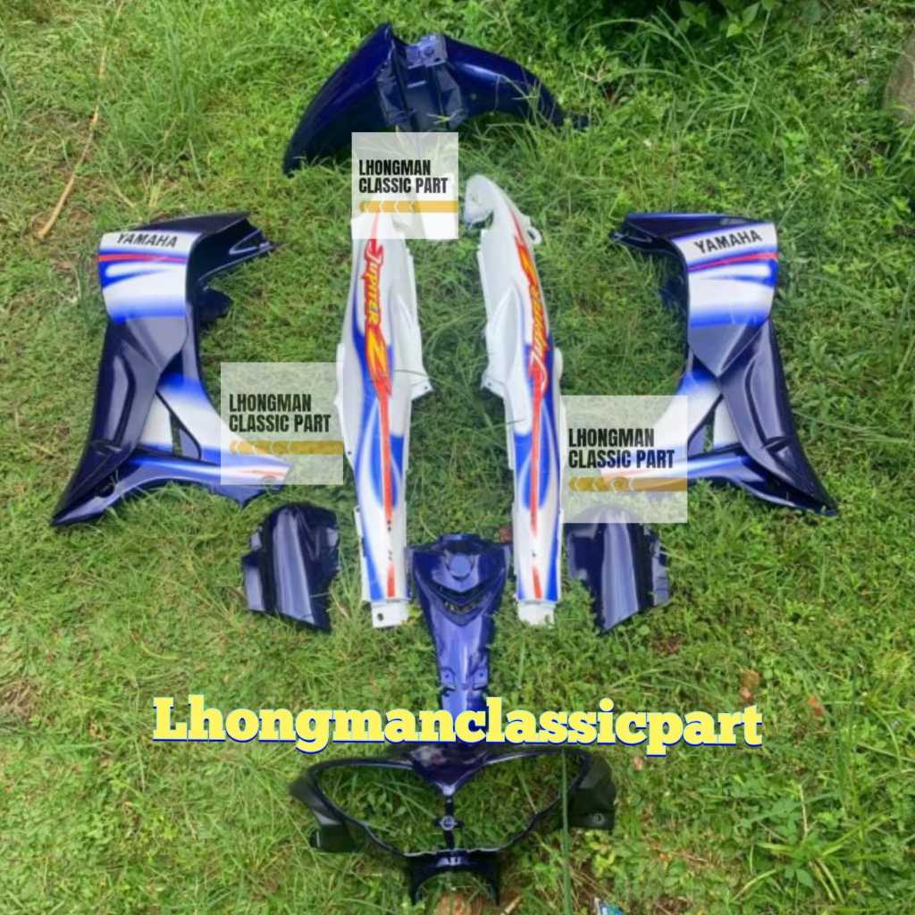 COVER BODY HALUS YAMAHA JUPITER Z NEW JUPITER Z BURHAN WARNA BIRU PUTIH SET SETRIPING