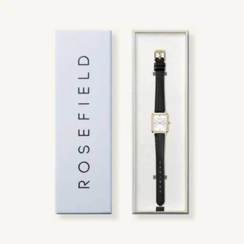 ROSEFIELD Jam Tangan Wanita Octagon Xs White Black Leather Gold - OWBLG-O84