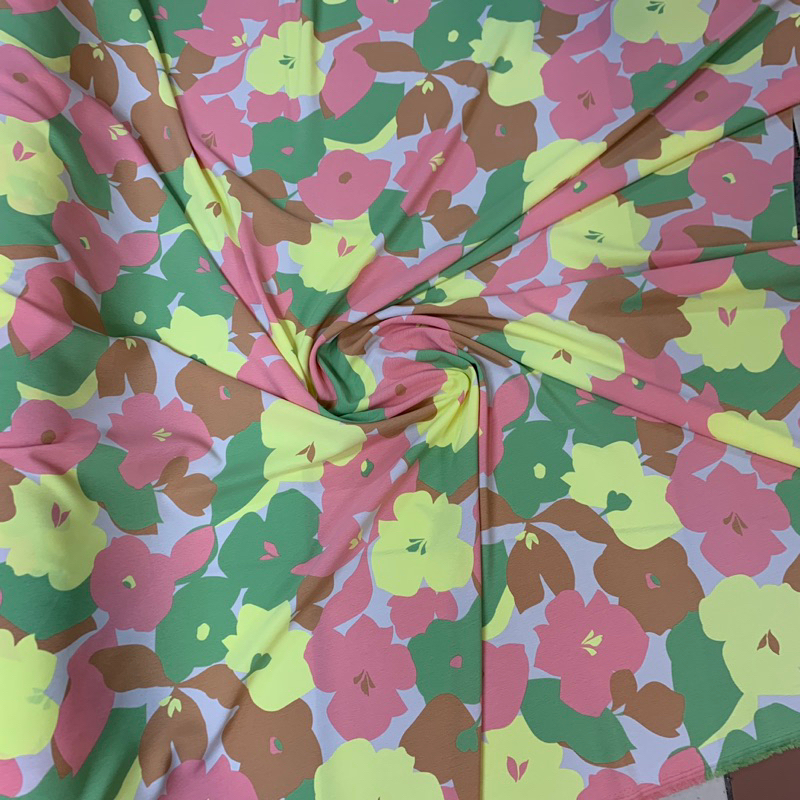 kain crepe silk - kain silk crepe bunga - kain crepe silk motif bunga - kain motif crepe