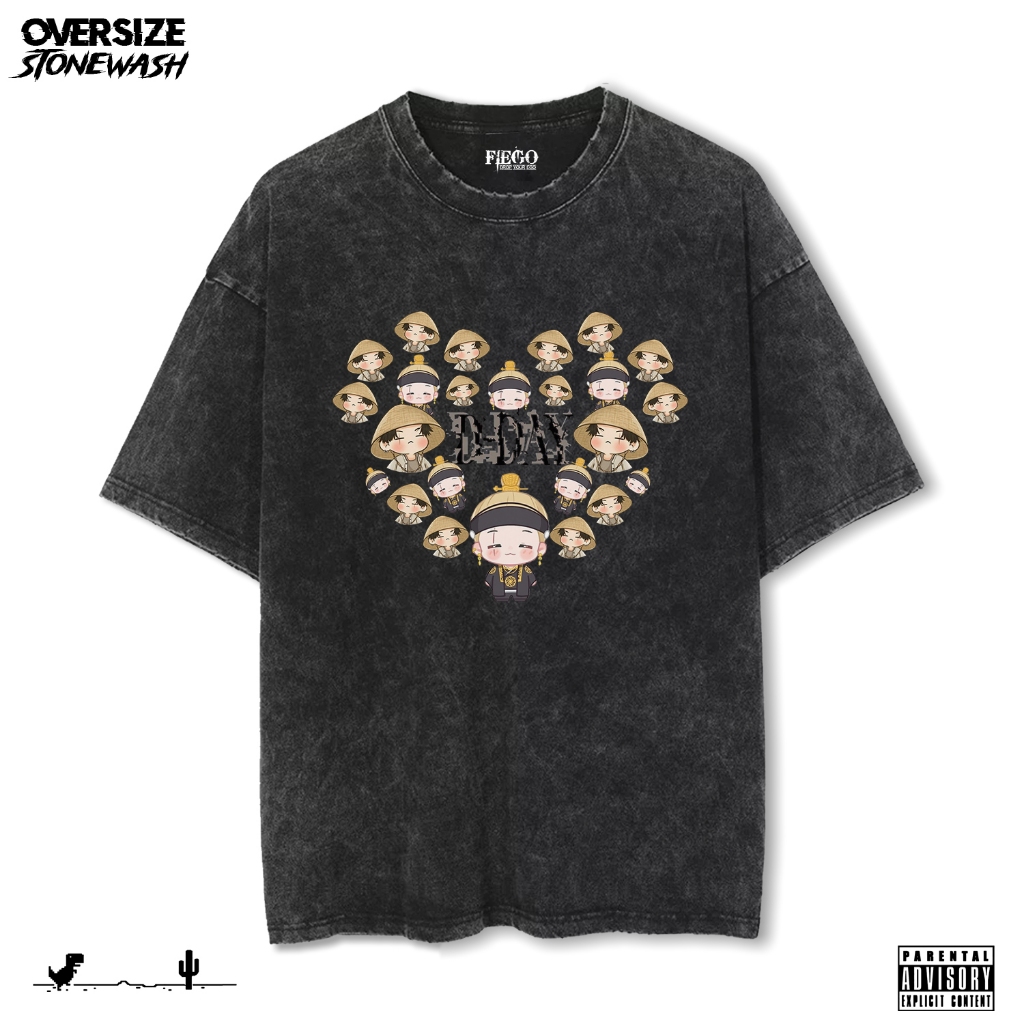 Fiego "DDAY CHIBI LOVE" | Premium Oversize T-Shirt | Stone Wash