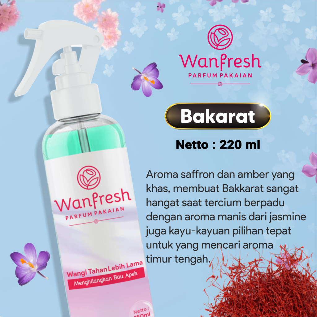 "WANFRESH" Aroma Bakkarat Parfum Pakaian Wangi Tahan Lama - Sudah Terdaftar Kemenkes