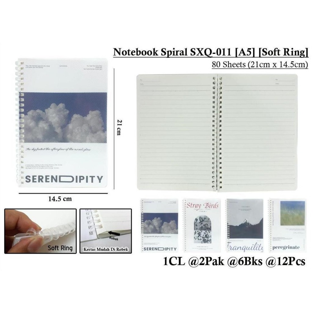 

WENGU NOTEBOOK SPIRAL SOFT RING - BUKU SPIRAL 80 LEMBAR Sxq-011 - A5 B5