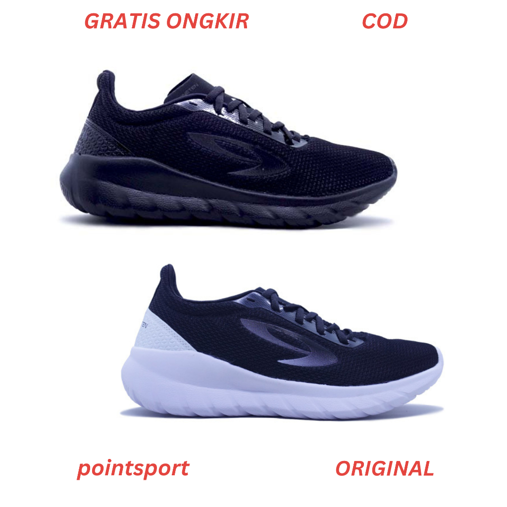 Sepatu Running 910 NINETEN YASHA FG Black , Black/White