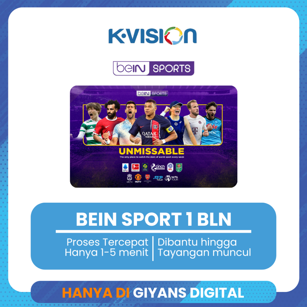PAKET BEIN SPORT K-VISION KVISION MASA AKTIF 1 BULAN