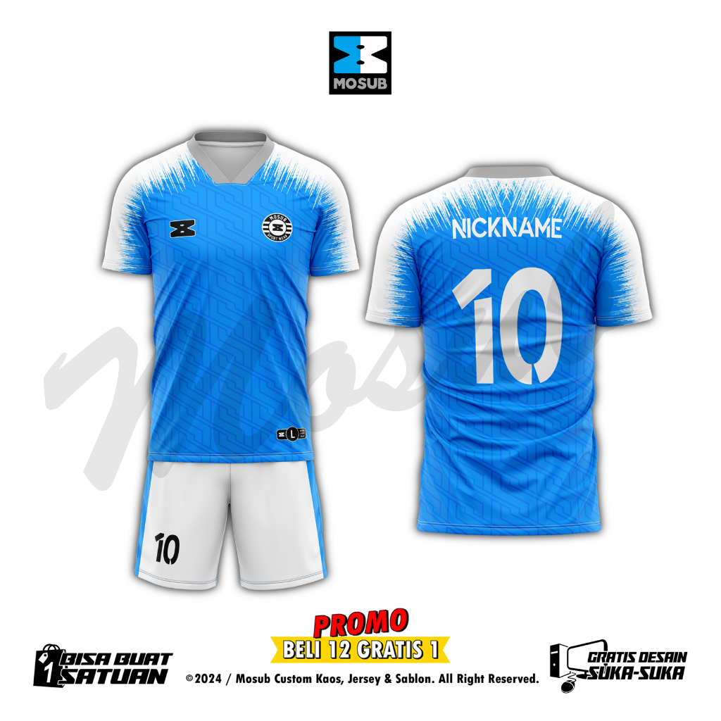 Jersey futsal custom free nama dan nomer baju sepak bola bisa pakai desain sendiri terbaru mosub 003