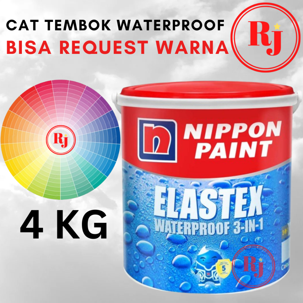 Cat Tembok Interior Eksterior Elastex 4 Kg / Bisa Custom Warna / Nippon Paint Tinting / Cat Dinding