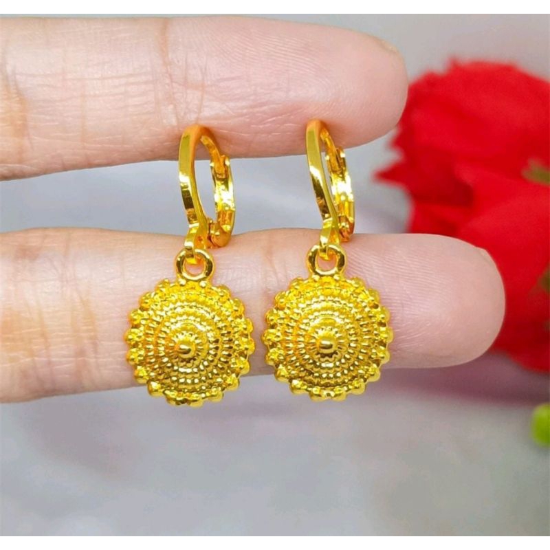ANTING BULAT DUBAI LAPIS EMAS 24K PERHIASAN KENDARI TERBARU