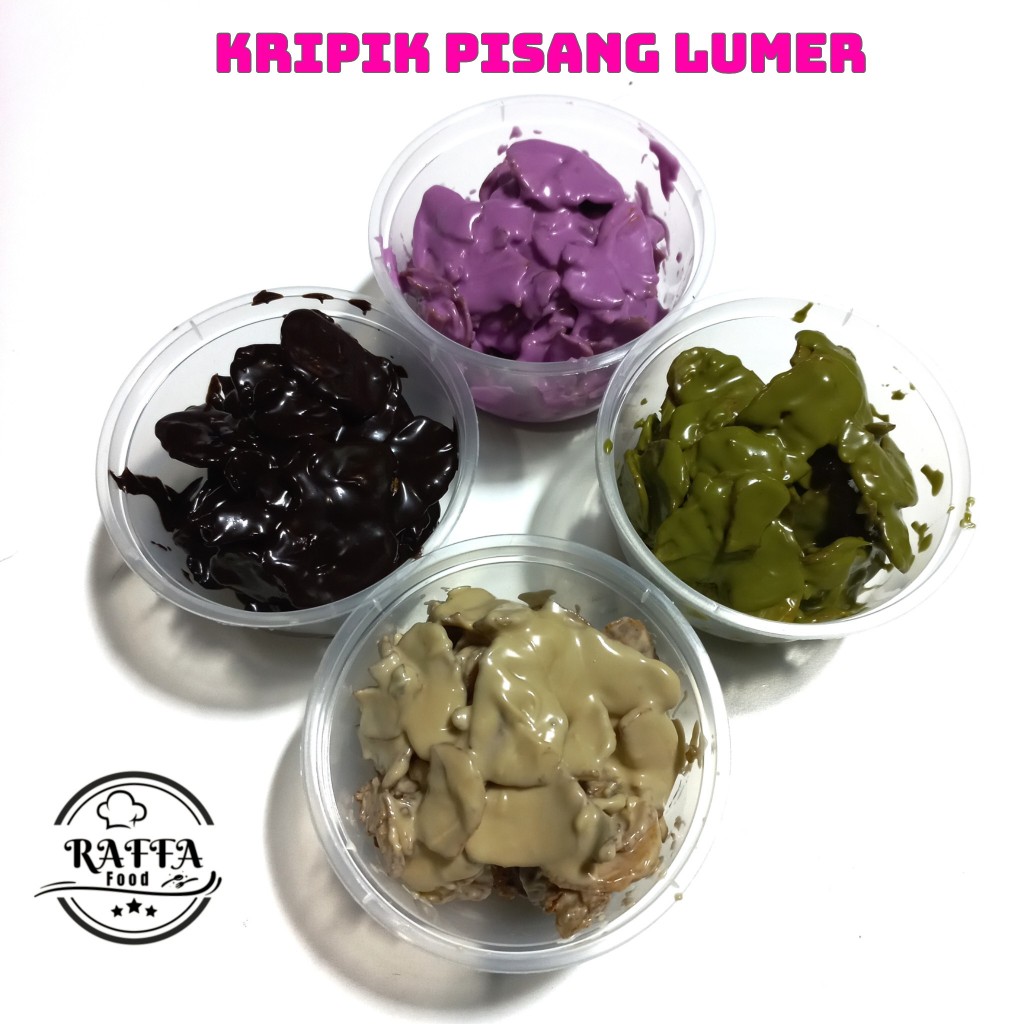 

cemilan kripik pisang lumer dengan berbagai toping pilihan rasa coklat vanilla taro dan green tea isi 350 ml