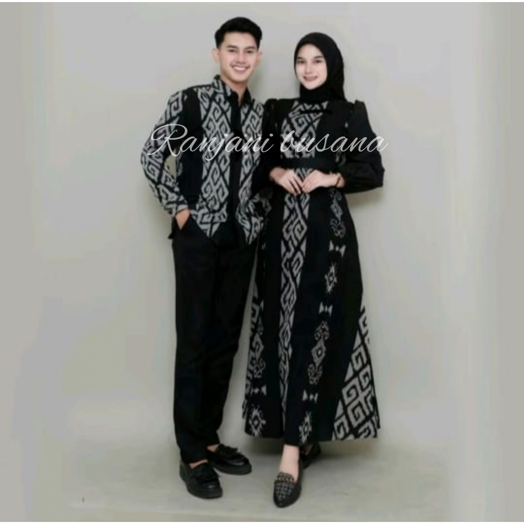 Baju Tenun Couple Dress Rania Hitam Baju Couple Pasangan Kondangan Baju Seragam Keluarga Gamis Jumbo