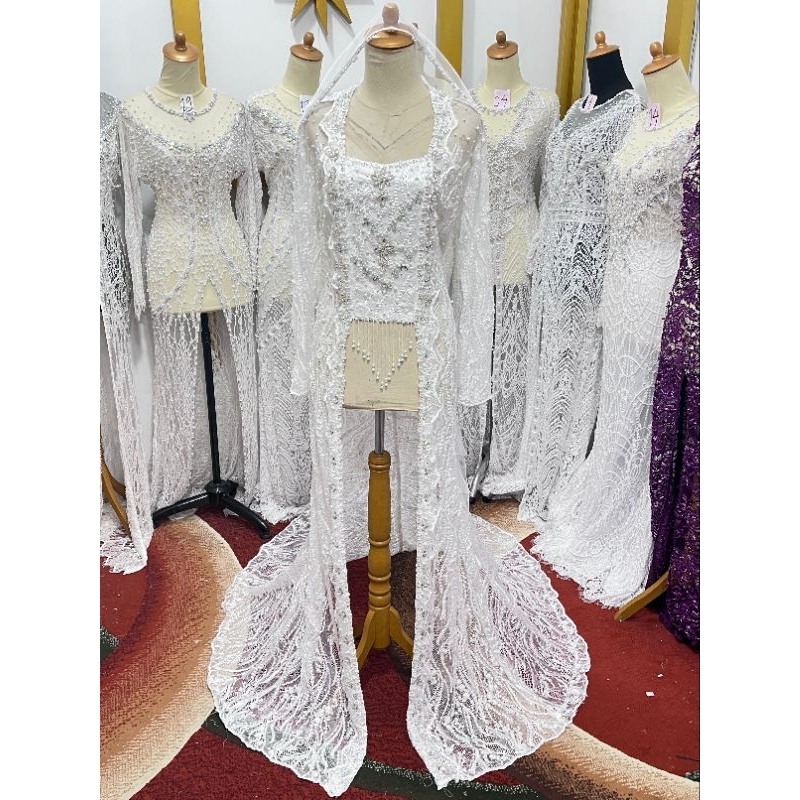 kebaya akad kutubaru ekor bahan santili
