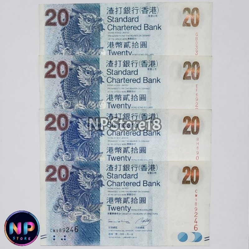 Souvenir Uang Asing Kuno Hongkong 20 Twenty Dolar