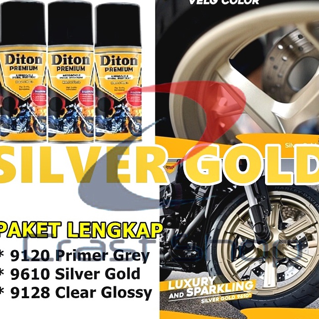 Update Murah  Paket Lengkap Cat Pilox DITON PREMIUM Velg Warna Silver Gold 961 Mesin Bodi Sepeda Mot