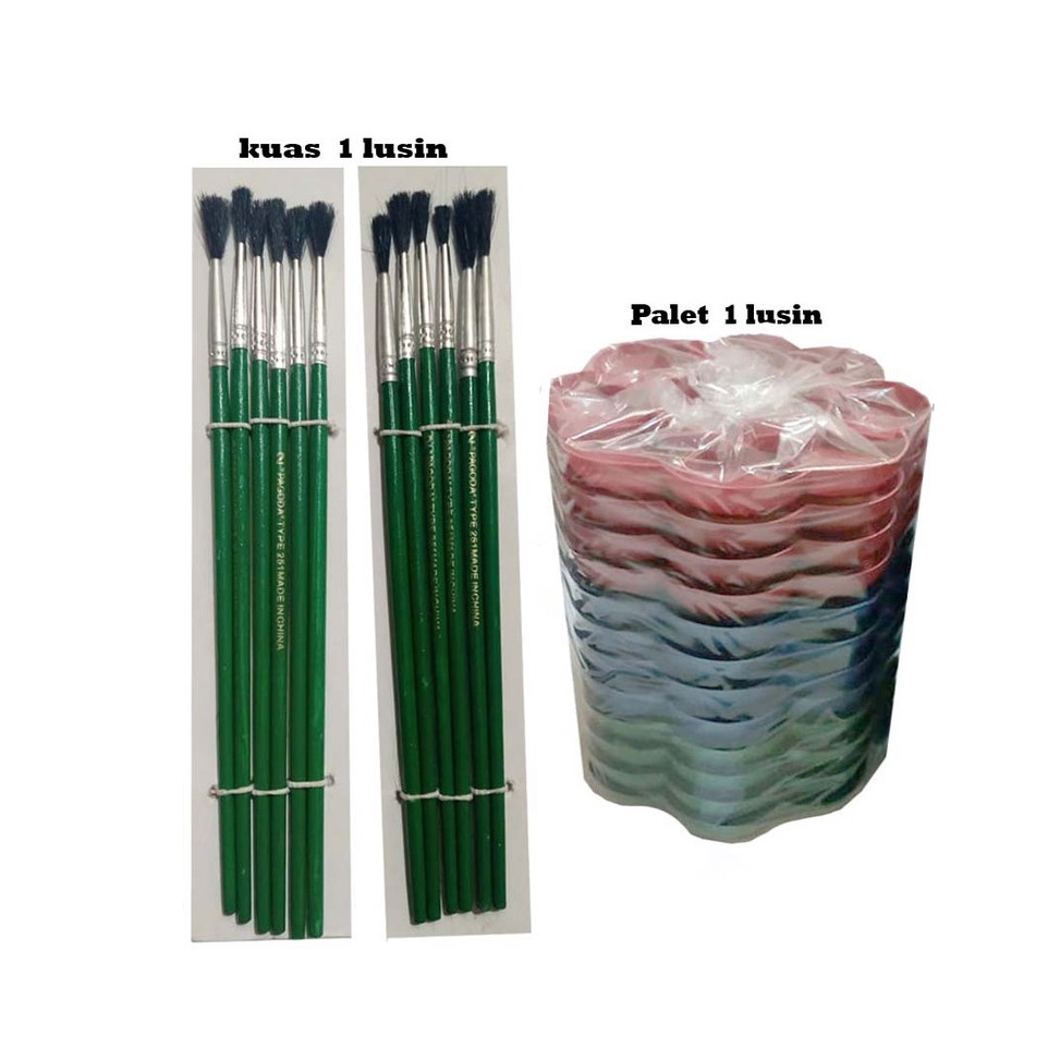 

Hadir Hebat Paket alat lukis Koas palet Styrofoam cat dan jagrak nya