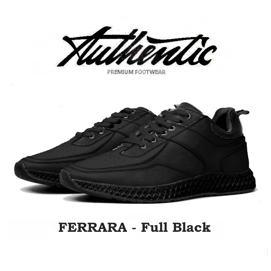 Sepatu Running Snekers Pria Authentic Ferrara Full Black