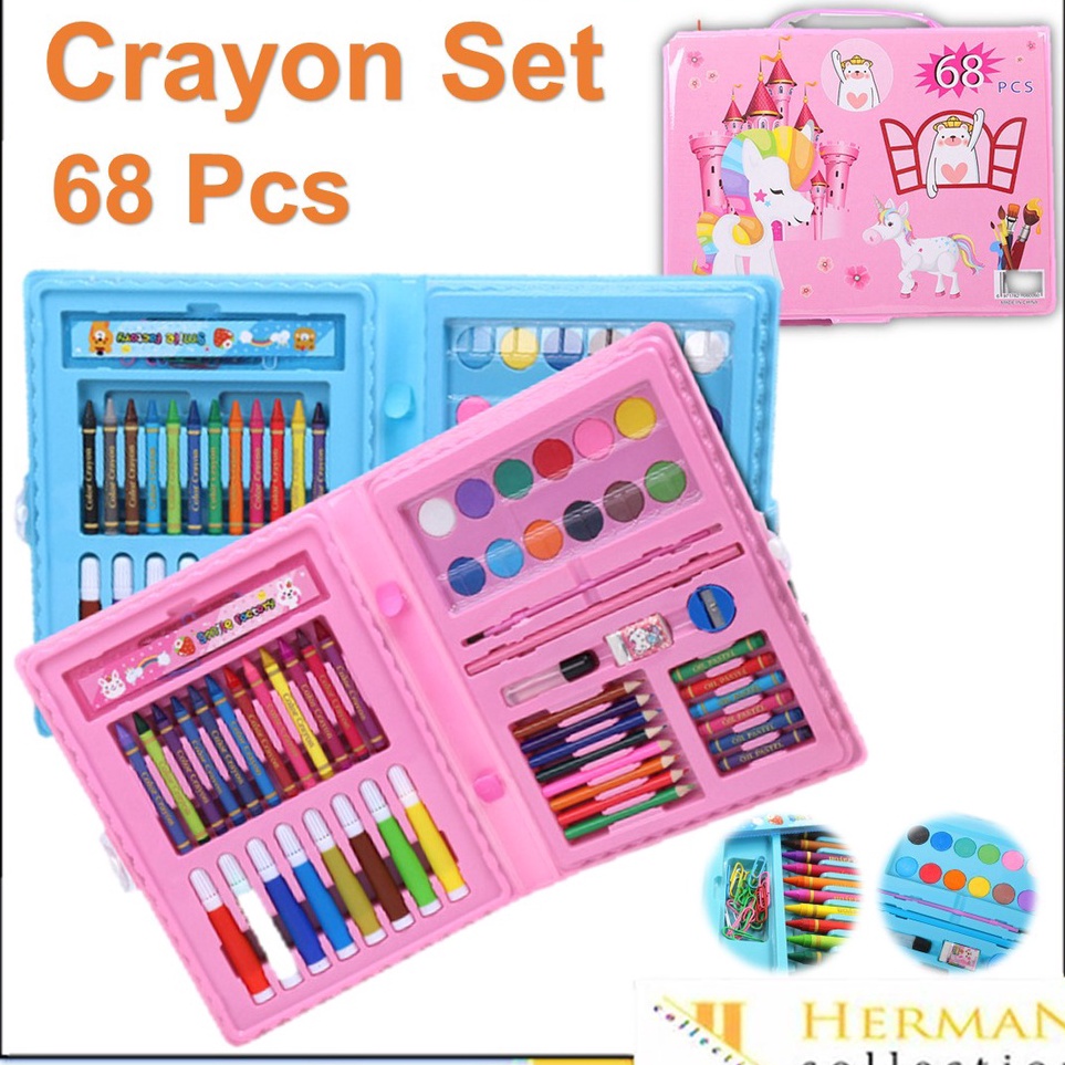 

Spesial Price HC Drawing Set 68Pcs Oil Pastel Crayon 68 IN 1 Set Krayon Mewarnai dan Melukis Lengkap dengan Cat Air Alat Mewarnai Anak Anak Bentuk Koper
