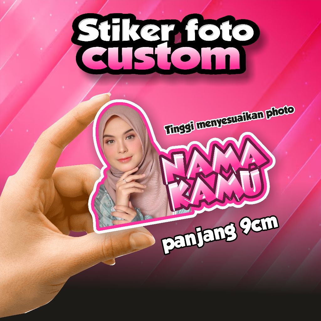 

STIKER CUSTOM FOTO DENGAN NAMA STIKER CUSTOM BAHAN VINYL DAN SUDAH POTONG MESIN