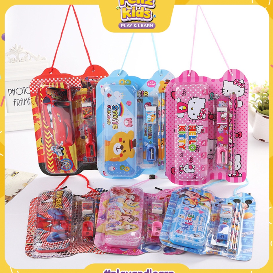 

Lagi Diminati FELIZKIDS FK12 set stationery paket alat tulis korea lucu kotak pensil besi pensil penggaris souvenir hampers anak
