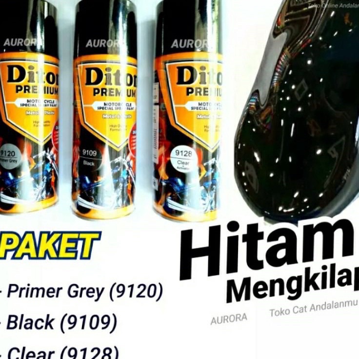 Dijamin Puas  PAKET Diton Premium Black 919 Hitam Mengkilap 4ml Pilok Tahan Bensin termasuk Epoxy da