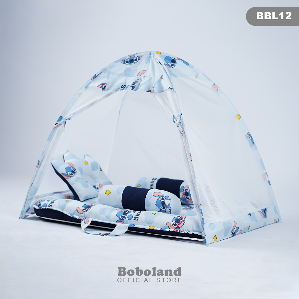 BOBOLAND Kasur Bayi Kelambu Premium Set Lengkap Bantal Guling Kelambu Bayi