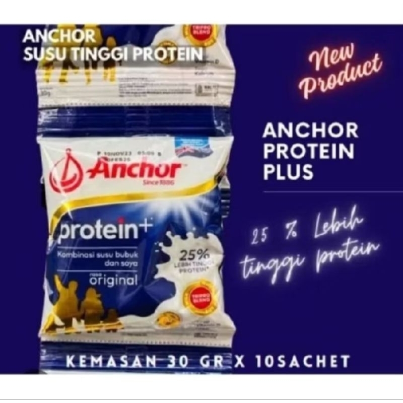 

Anchor Protein+ Susu Tinggi Protein Susu keluarga 10x30gr