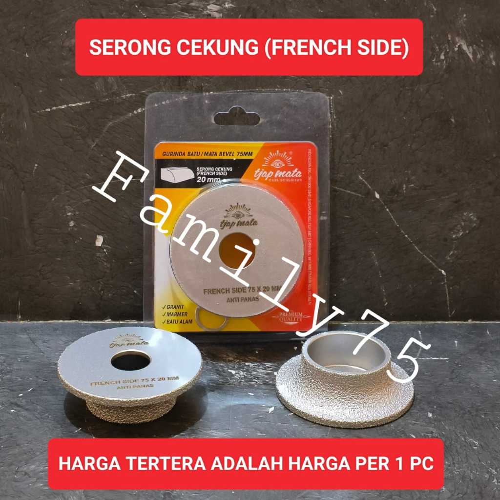 Tjap Mata batu gerinda pinggul granit 3 inch Serong Cekung 75 x 20 MM