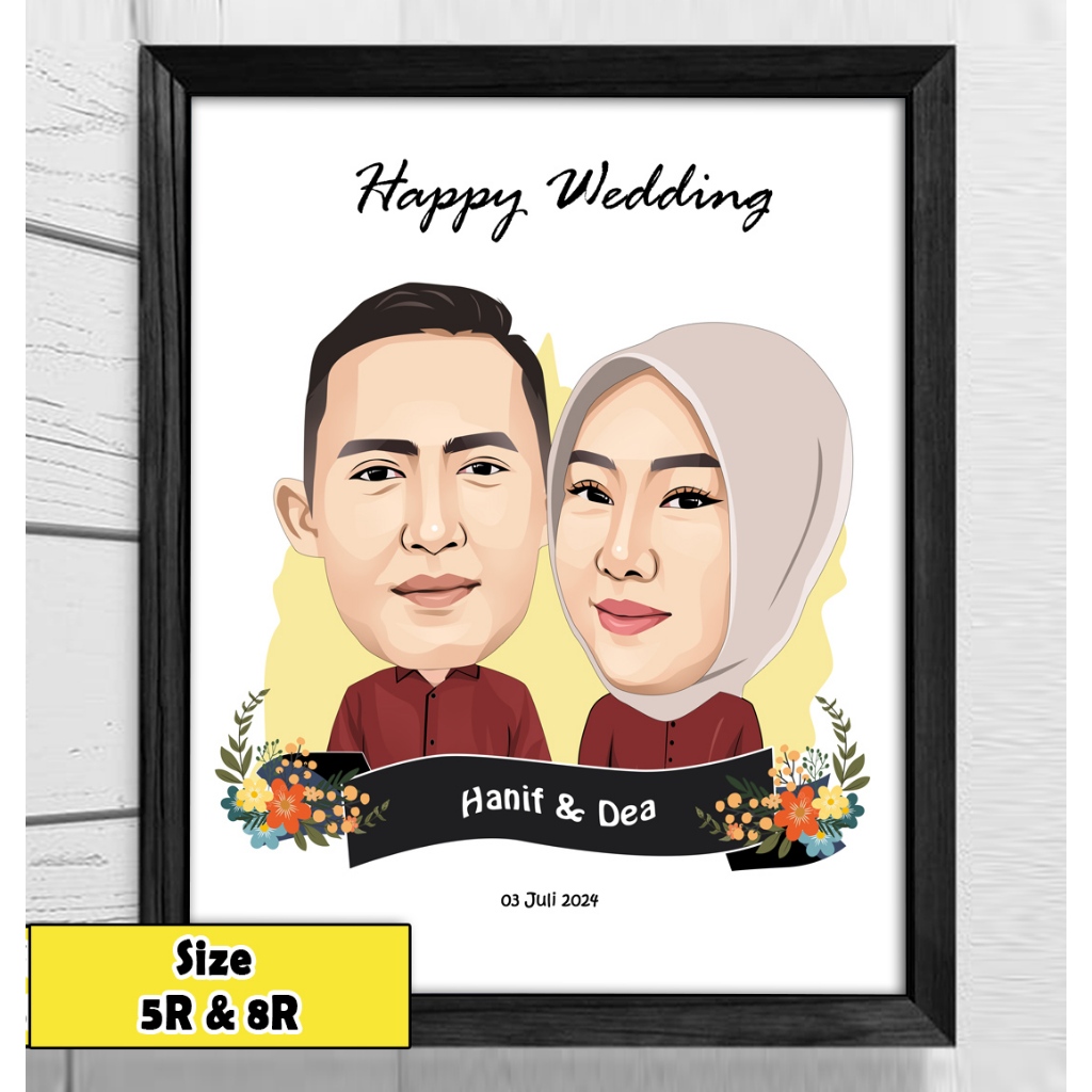 SEHARI JADI [SUDAH EDIT + CETAK + FRAME] Kado Pernikahan / Kado Wedding / Kado Frame / Kado Nikah Fr