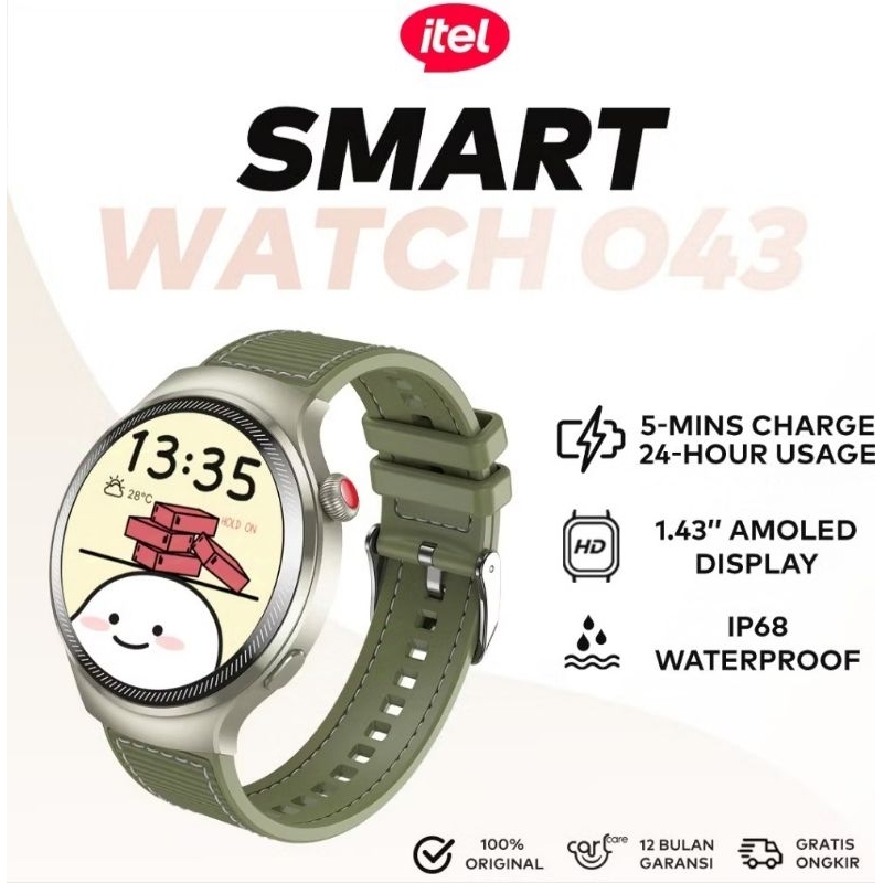 itel smartwatch o43 ip68 amoled display