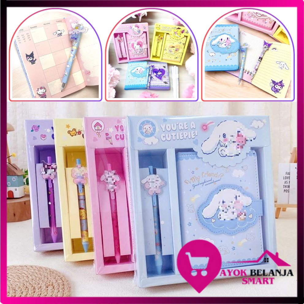 

ABS Paket Alat Tulis 2 IN 1 Set Stationery 2IN1 Karakter Kartun Alat Tulis Anak Sekolah Pulpen Notebook Magnet