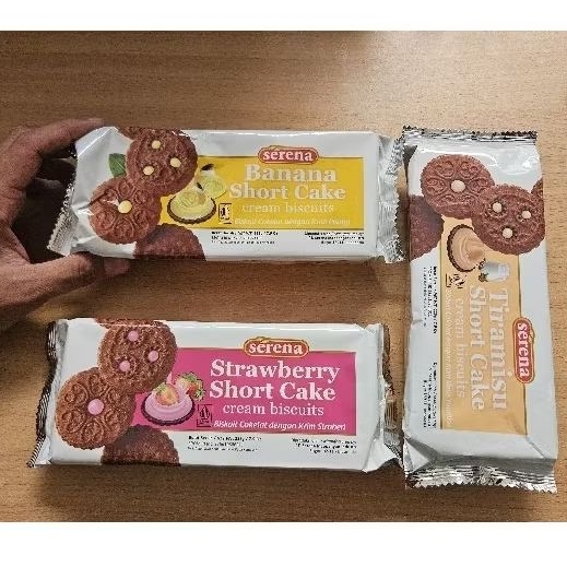 

ED 09.25 - PACK 225GR - SERENA SHORT CAKE RASA BANANA STRAWBERRY TIRAMISU