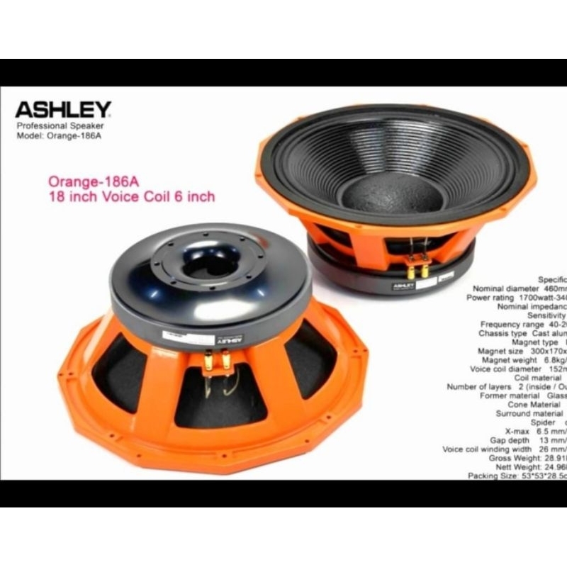 Speaker Subwoofer Ashley 18in 186A / Ashley Orange 186A