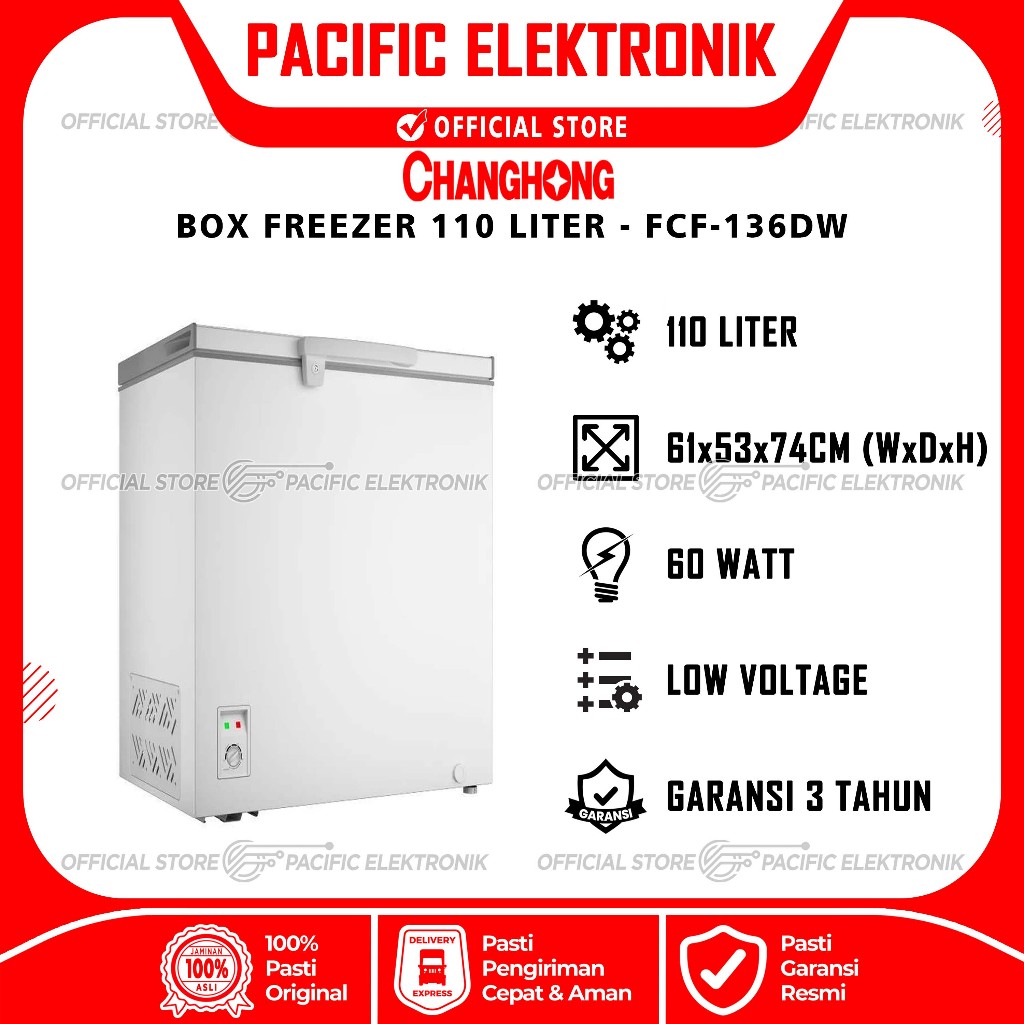 Box Freezer / Chest Freezer Changhong 110 Liter FCF136DW / 136DW