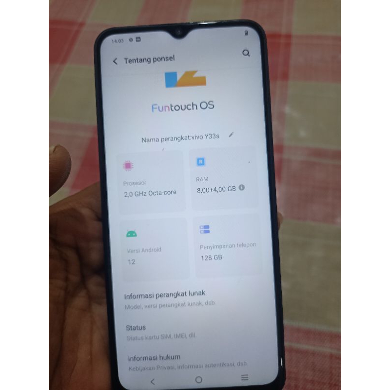 hp vivo y33s ram8+4/128