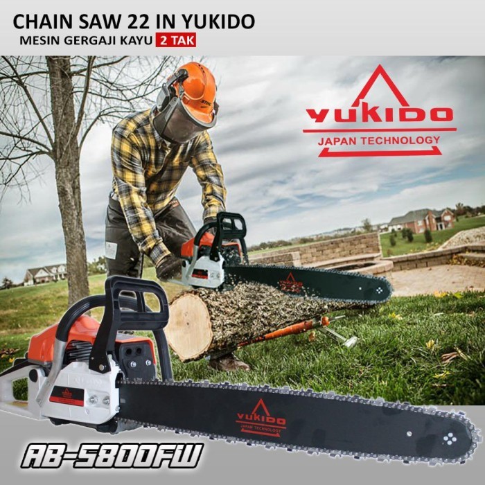 BISA COD Luar JAWA  Gergaji Mesin Senso Bensin Chainsaw Mini Potong Kayu Bar 22 inch YUKIDO JAPAN TE