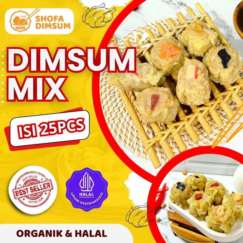 

Dimsum Ayam Frozen isi 25 pcs MIX TOPPING Gratis Saos Merah & Lada Hitam