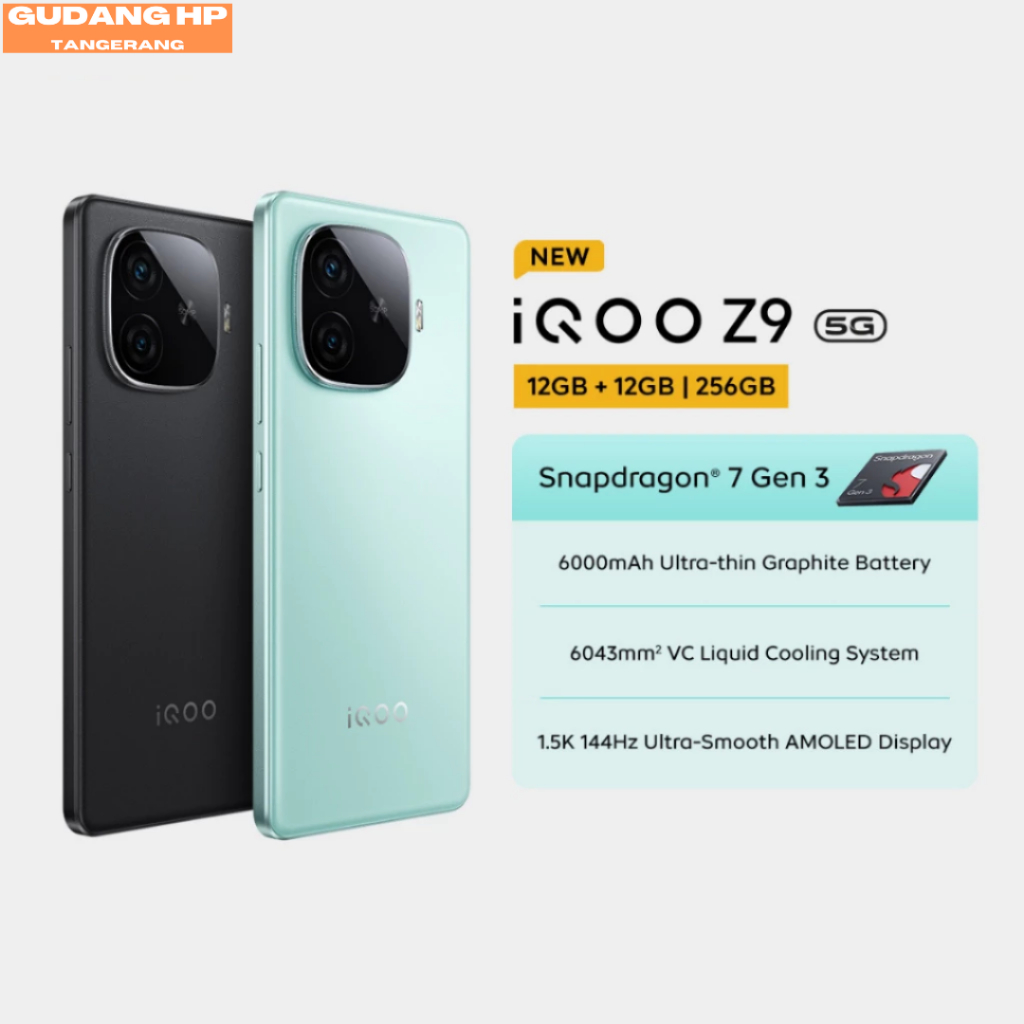 iQOO Z9 5G Snapdragon 7 Gen 3, 6000 mAH, 144Hz AMOLED (4500 nits), Sony IMX882