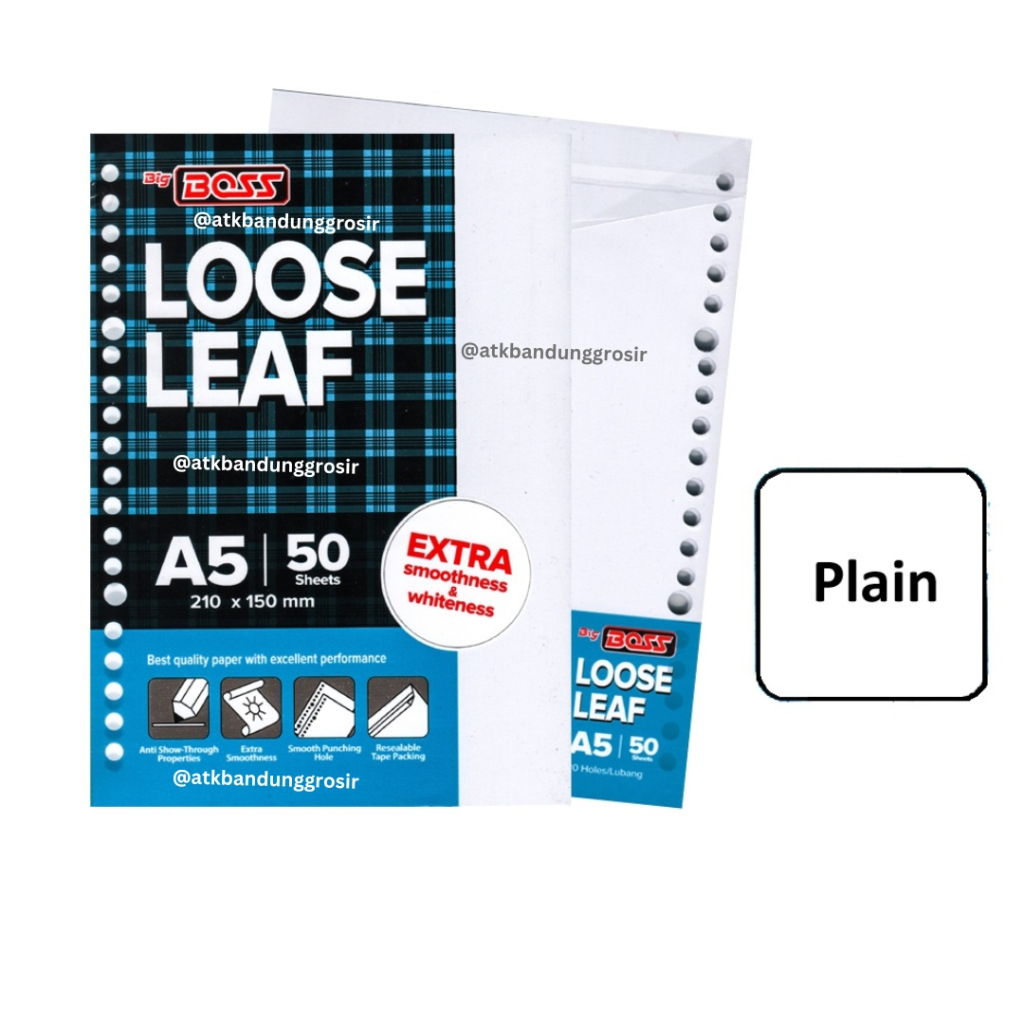 

Loose Leaf Polos Big Boss Plain A5 50 Lembar Refill Kertas Binder
