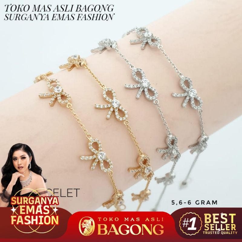 GELANG FASHION RANTAI PITA AD SERUT 17K/750 - ASLI BAGONG GOLD BAGONG EMAS