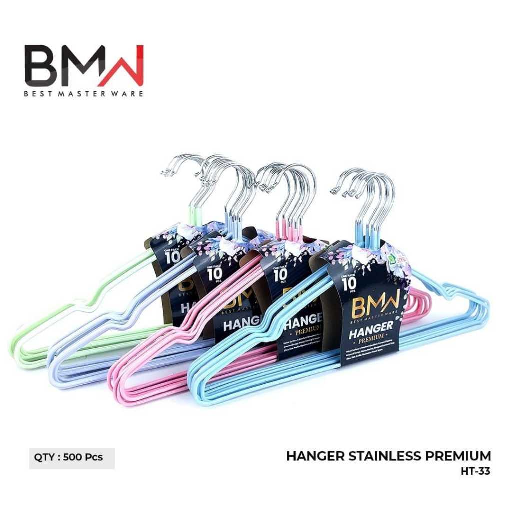 GANTUNGAN BAJU HANGER STENLIS WARNA BMW TEBAL ISI 10PCS