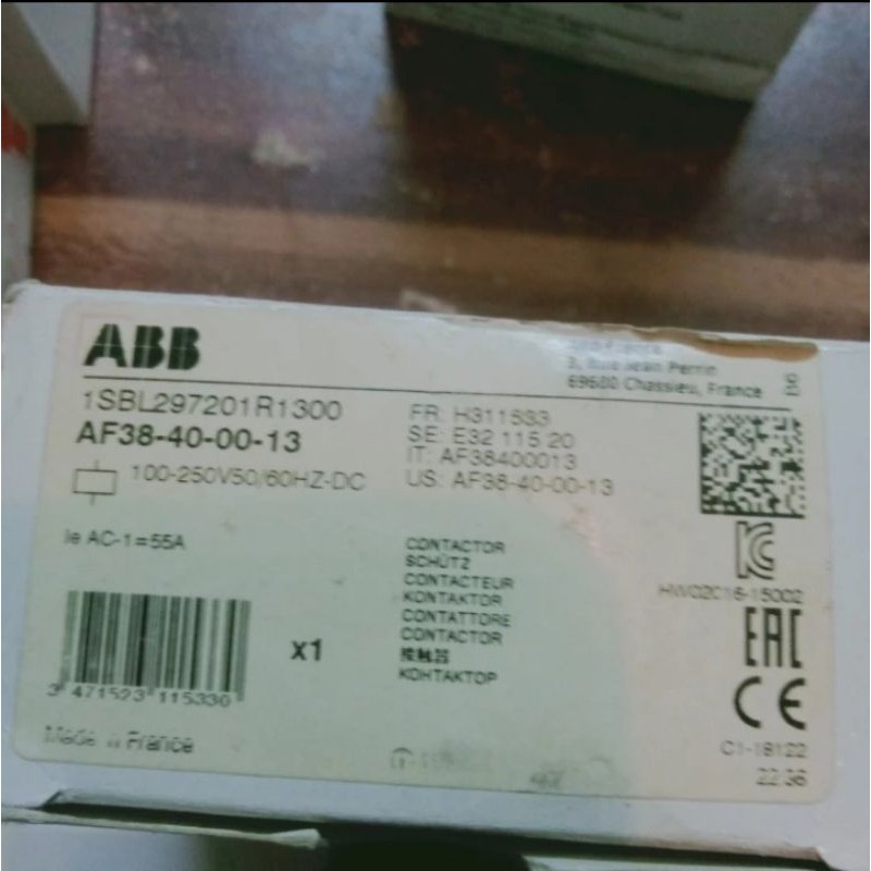 KONTAKTOR/CONTACTOR ABB AF38-40-00-13 100-250V AC/DC ORIGINAL ASLI