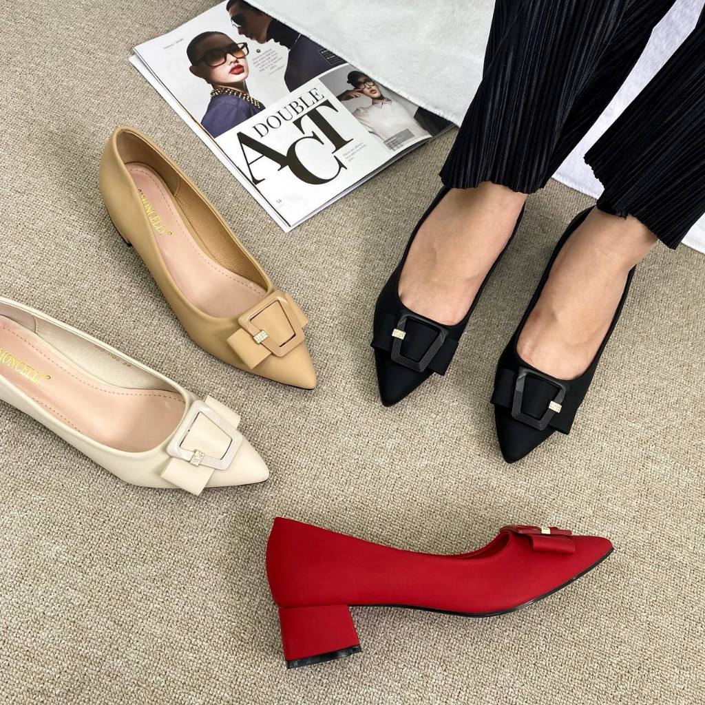 Simoncelli Sepatu Tumit Tahu 3 cm Wanita Mutiara | Sepatu Kerja | Pansus Cewek Heels Import 999-1100