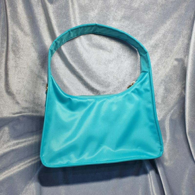 Preloved Blue nylon bag tas bahu wanita biru