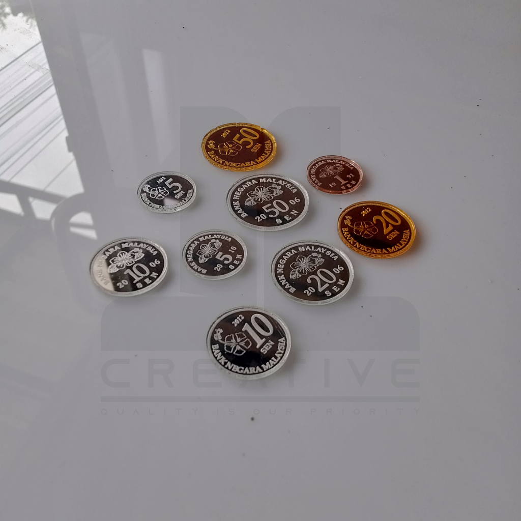 REPLIKA SEN RINGGIT MALAYSIA KOIN HIASAN MAHAR BAHAN AKRILIK